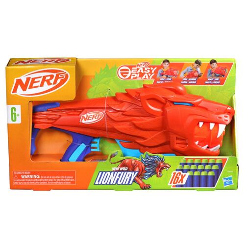 Lanzador Nerf Junior Wild Lionfury Diseño León con 16 Dardos Flexibles Espuma Nerf Elite 2.0. Hasbro