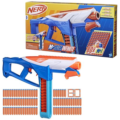 Lanzador Bombeo Infinite con Portadardos Integrado Incluye 80 Dardos Nerf N1 de Espuma Hasbro