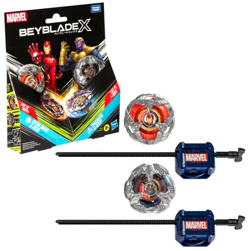 Set 2 Beyblade x Marvel Iron Man 4-80B y Thanos 4-60B