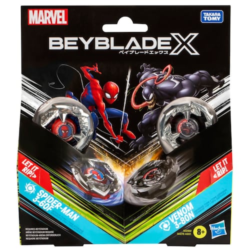 Set 2 Beyblade x Marvel Spider-Man 3-60F y Venom 3-80N