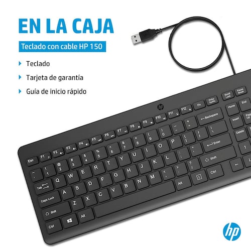 Teclado alámbrico HP 150 color negro