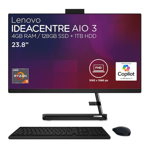 Desktop All In One Lenovo 3 24ADA6 Ryzen 3 4GB 128GB SSD + 1TB HDD + Tableta 8"