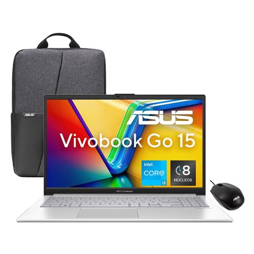 Laptop ASUS VivoBook 15.6 Pulgadas E1504GA-NJ163W CI3-N305 8G 512SSD+Mochila y Mouse
