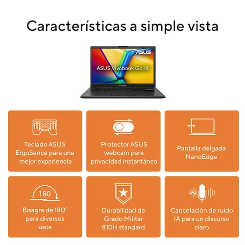 Laptop Asus Vivobook 14 Pulgadas L1404FA-NK286W RYZEN 3-7320U 8G 512SSD + Mochila y Mouse