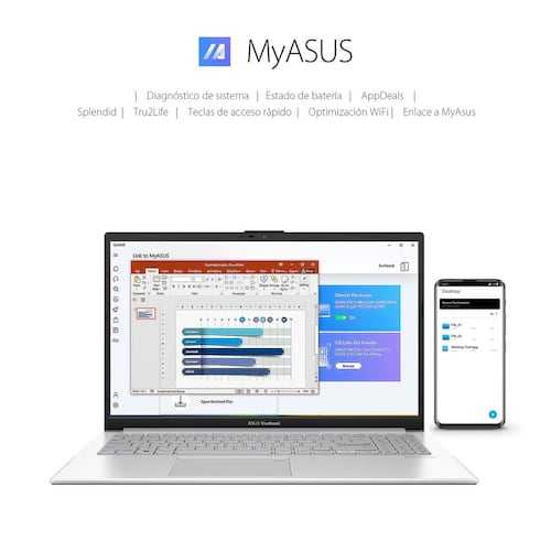 Laptop ASUS VivoBook Go 15.6 Pulgadas E1504FA-NJ881W R5 7520U 16G 512G + Mochila y Mouse