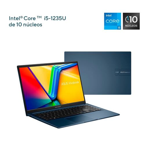 Laptop ASUS Vivobook 15.6 Pulgadas X1504ZA-NJ972W Ci5 1235U 16G 512G Azul + Mochila y Mouse