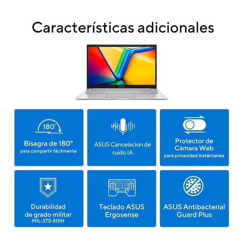 Laptop ASUS VivoBook 14 Pulgadas X1404ZA-NK003W Ci5 1235U 8G 512G Plata