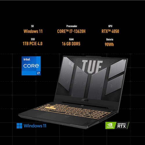 Laptop Gamer Asus Tuf Fx507Vu-Lp311W Ci7-13620H 16Gb 1Tb Ssd Rtx4050 + Backpack Gris