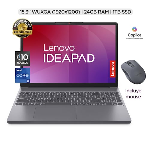 Laptop Lenovo IdeaPad Slim 3 15.3" Intel Core i7 24GB RAM 1TB SSD Mouse WL310