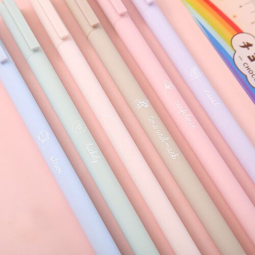 Estuche 6 piezas plumas de gel colores