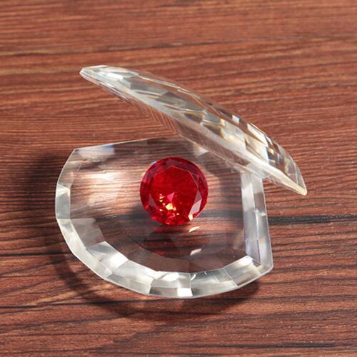 Concha de Cristal Con Diamante Rojo