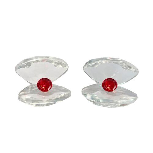 Concha de Cristal Con Diamante Rojo