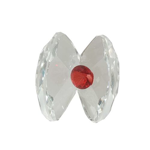 Concha de Cristal Con Diamante Rojo