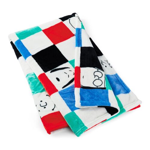 Manta a Cuadros de Diversos Colores diseño de Snoopy