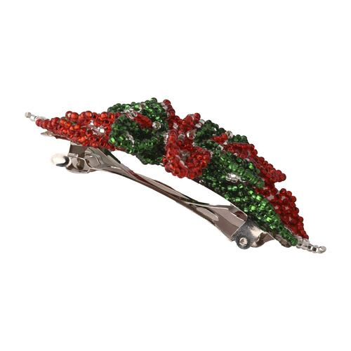 Broche Artesanal Flor Grande Edición Fiestas Patrias Tricolor Chaquira