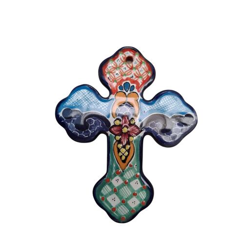 Figura Decorativa Cruz en Talavera 10 cm  Arte Cruz