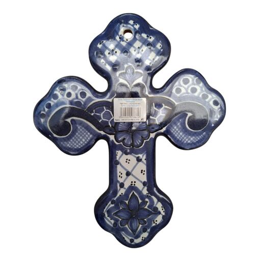 Figura Decorativa Cruz en Talavera 15 cm Azul Arte Cruz