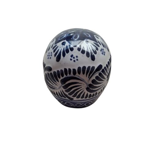 Figura Decorativa Calavera en Talavera Azul Arte Cruz