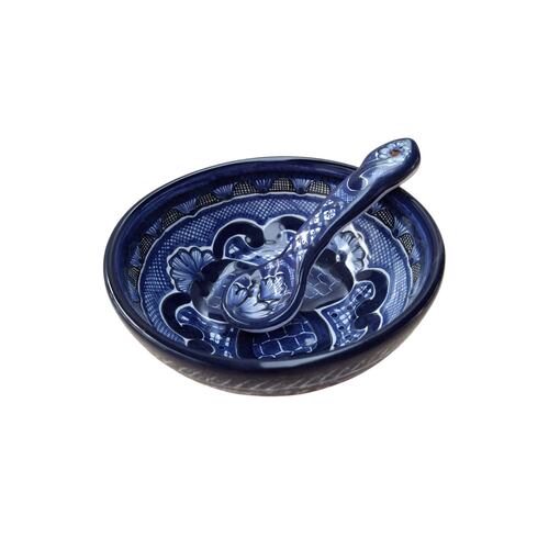 Molcajete en Talavera Azul Arte Cruz