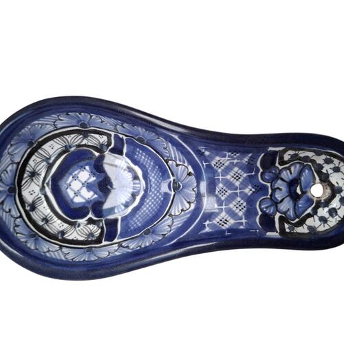 Porta Cuchara en Talavera 18 cm Azul Arte Cruz