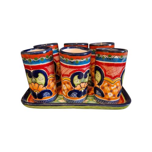 Set 6 Tequileros en Talavera Arte Cruz