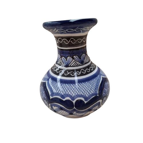Florero en Talavera en Azul Arte Cruz