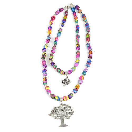 Collar EBL artesanal doble con bolitas de palma
