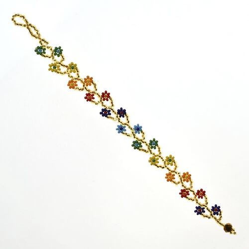 Pulsera Flores Chaquira Artesanal