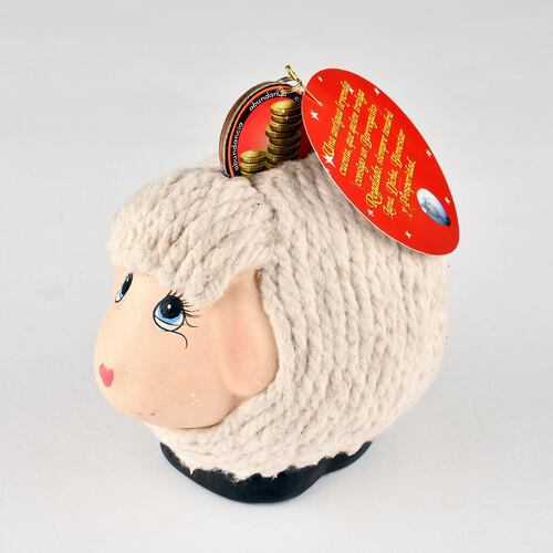 Borrego alcancía bola tejido