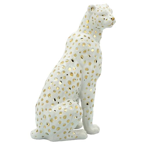 Leopardo blanco con dorado