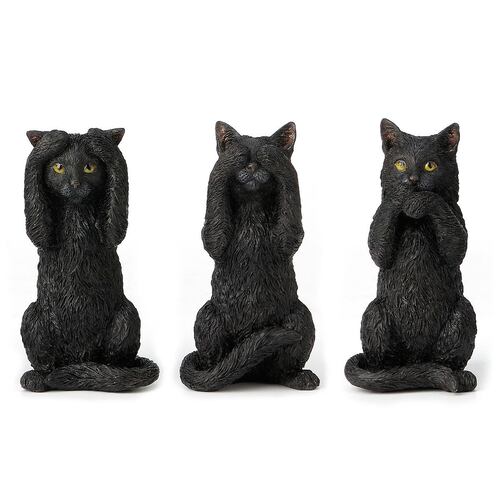Black kittens - hear no evil speak