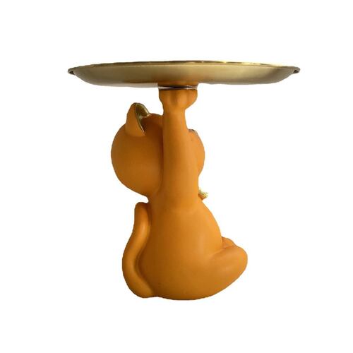Figura Decorativa Gato Moño y Charola