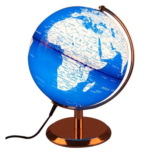 Globo azul y blanco con base y diámetro de 20 cm