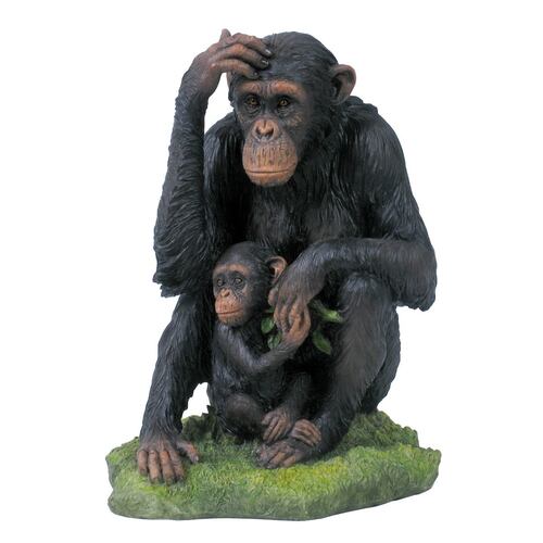 Figura Decorativa Chimpance Y Bebe - Artesanía