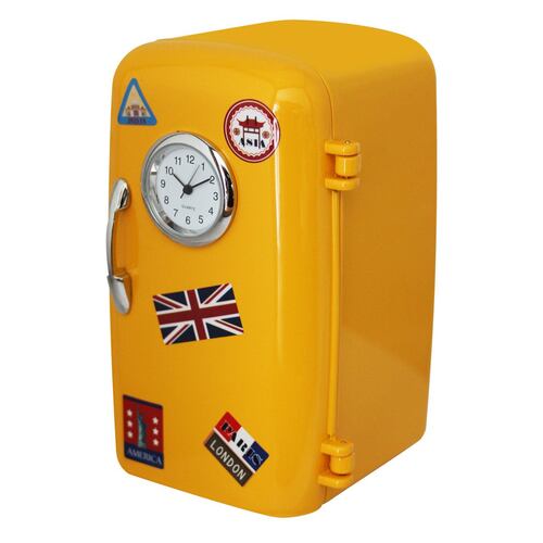 Reloj fig de refrigerador color amarillo
