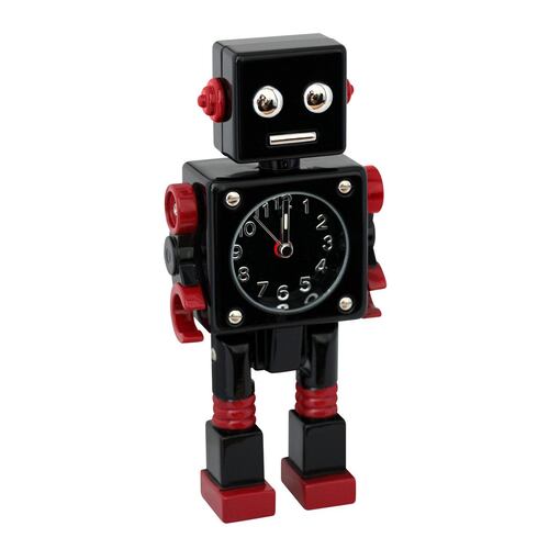 Reloj alarma de robot en negro