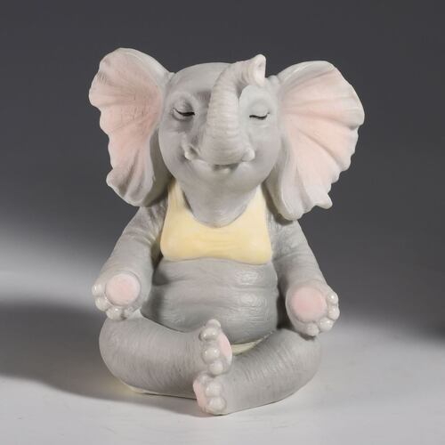 Figura Decorativa Yoga Elefante Posición de Loto