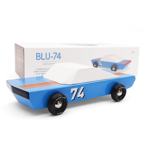 Coche de madera Racer azul Blu-74