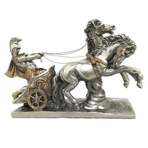 Figura carro romano Torogoz niquel y bronce