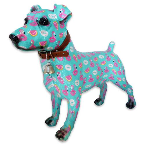 Perro Jack rusell terrier DEW ART flamingos