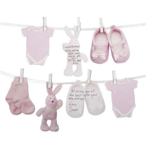 Guirnalda ropa Baby shower rosa