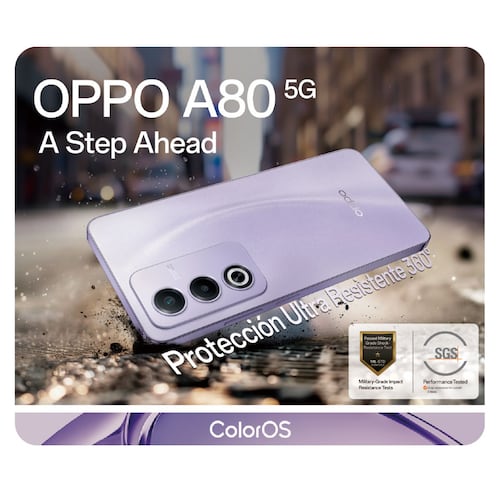 Celular Oppo A80 5G 256GB Lila Telcel R8