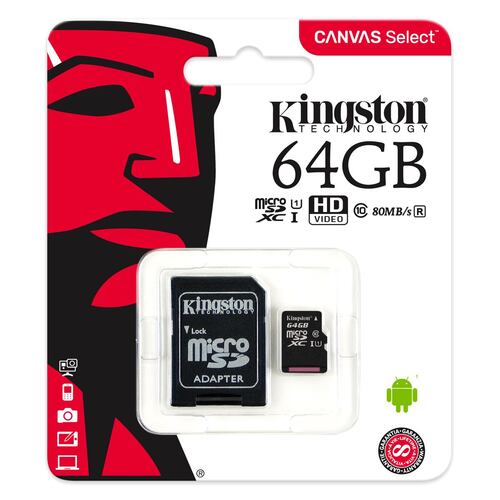 Tarjetas M-SD 64GB C-10 Kingston