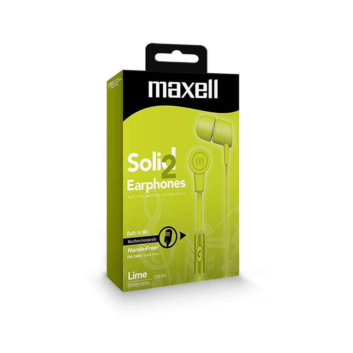 Aud fonos Solid2 Earbud Lime Verde Maxell