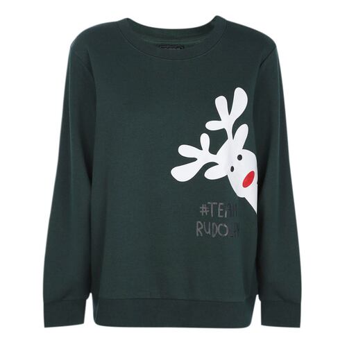 Sudadera Reno De Navidad Jeanious Verde G