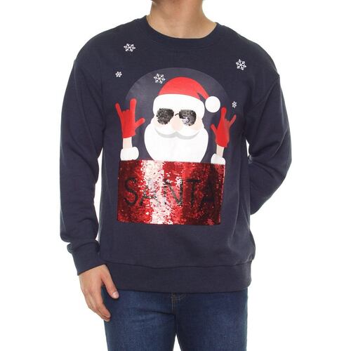 Sudadera Lentejuelas De Navidad Jeanious CH Marino Para Hombre