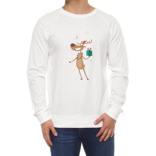 Playera Reno De Navidad Jeanious Hueso M Para Hombre