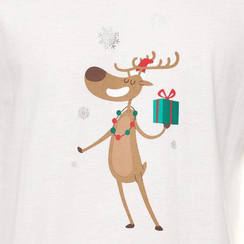 Playera Reno De Navidad Jeanious Hueso M Para Hombre