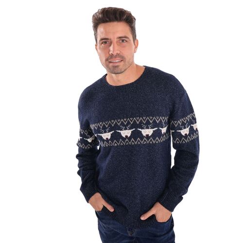 Suéter Renos De Navidad Jeanious CH Marino Para Hombre