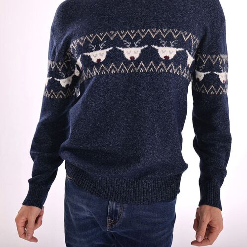 Suéter Renos De Navidad Jeanious  XG Marino Para Hombre